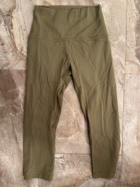High-Waist Olive Green Lululemon Leggings - 21” inseam Aligns